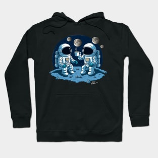 Astronauts drinking coffee in space Hoodie